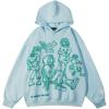 imageAelfric Eden Mens Graphic Oversized Hoodie Cartoon Character Print Streetwear Casual hoodies y2k Hooded SweatshirtBlue
