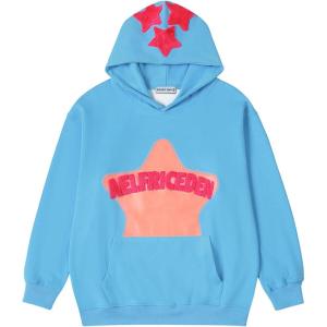 imageAelfric Eden Womens Graphic Hoodies Pink Star Print Hoodie Unisex Oversized Hoodies Long Sleeve Pocket PulloverAa05blue