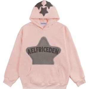 imageAelfric Eden Womens Graphic Hoodies Pink Star Print Hoodie Unisex Oversized Hoodies Long Sleeve Pocket PulloverBaby Pink