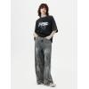 imageAelfric Eden Mens Graphic Tees Y2k Lightning Print Washed Oversized T Shirts Vintage Streetwear Shirt Casual TopsBlack