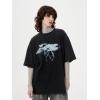 imageAelfric Eden Mens Graphic Tees Y2k Lightning Print Washed Oversized T Shirts Vintage Streetwear Shirt Casual TopsBlack