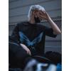 imageAelfric Eden Mens Oversized T Shirts Tees Butterfly Print Crew Neck Cotton Tops Streetwear Casual ShirtBlack