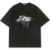 imageAelfric Eden Mens Graphic Tees Y2k Lightning Print Washed Oversized T Shirts Vintage Streetwear Shirt Casual TopsBlack