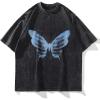 imageAelfric Eden Mens Oversized T Shirts Tees Butterfly Print Crew Neck Cotton Tops Streetwear Casual ShirtBlack