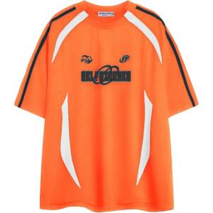 imageAelfric Eden Oversized T Shirt Men 90s Shirt Unisex Streetwear Contrast Color Graphic Tees Casual Vintage Summer TopsOrange