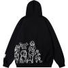 imageAelfric Eden Mens Graphic Oversized Hoodie Cartoon Character Print Streetwear Casual hoodies y2k Hooded SweatshirtBlack  White