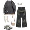 imageAelfric Eden Mens Oversized Sweater Fake Two Basic Classic Sweaters Casual Soft Pullover Streetwear TopsDark Gray