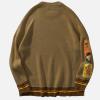 imageAelfric Eden Oversized Sweater Graphic Van Gogh Printed Unisex 90s Vintage Women Knit Sweaters Men Casual 2024 PulloverBrown