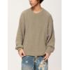 imageAelfric Eden Oversized Sweaters Mohair Furry Sweater Crewneck Knit Casual Soft Pullover 2025 Trendy OutfitsKhaki