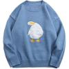 imageAelfric Eden Oversized Sweaters for Women Trendy Unisex Duck Graphic Knit Fall Sweater Streetwear Couple Crewneck PulloverBlue