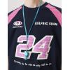 imageAelfric Eden Oversized TShirt Color Blocking Number 24 Print Tee Shirts Cotton Soft Casual Summer Jersey StreetwearNavy Blue