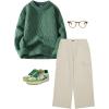imageAelfric Eden Vintage Oversized Sweaters Crewneck Knit Pullover Baggy Loose Casual Cable Sweater 2025 Fall ClothesGreen