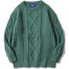 imageAelfric Eden Cable Knit Sweater Men Oversized Rory Gilmore Crewneck Knitted Sweater Pullover 2024 Vintage Fall Sweaters TopsGreen