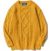imageAelfric Eden Cable Knit Sweater Men Oversized Rory Gilmore Crewneck Knitted Sweater Pullover 2024 Vintage Fall Sweaters TopsYellow