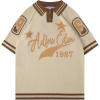 imageAelfric Eden Knitted Polos Shirts Vintage Open Knit Polo Tee Casual Graphic TShirt 2025 Trendy Pullover OutfitsBrown