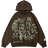 imageAelfric Eden Mens Graphic Oversized Hoodie Cartoon Character Print Streetwear Casual hoodies y2k Hooded SweatshirtCoffee