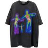imageAelfric Eden Mens Oversized Graphic Tees Y2k Washed Cotton T Shirt Distorted Portrait Print Crewneck Tee02black