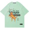 imageAelfric Eden Mens Oversized T Shirts Tees Tiger Graphic Tee Print Cotton Tops Streetwear Casual ShirtCyanblue