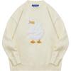 imageAelfric Eden Oversized Sweaters for Women Trendy Unisex Duck Graphic Knit Fall Sweater Streetwear Couple Crewneck PulloverWhite