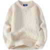 imageAelfric Eden Vintage Oversized Sweaters Crewneck Knit Pullover Baggy Loose Casual Cable Sweater 2025 Fall ClothesBeige