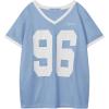 imageAelfric Eden Womens Jersey Tshirts Letter Printed Tees V Neck Mesh Short Sleeve 2025 Y2k Summer Casual Tops ClothesBlue