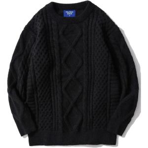 imageAelfric Eden Cable Knit Sweater Men Oversized Rory Gilmore Crewneck Knitted Sweater Pullover 2024 Vintage Fall Sweaters TopsBlack