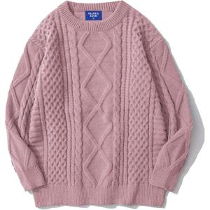 imageAelfric Eden Cable Knit Sweater Men Oversized Rory Gilmore Crewneck Knitted Sweater Pullover 2024 Vintage Fall Sweaters TopsPink