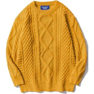 imageAelfric Eden Cable Knit Sweater Men Oversized Rory Gilmore Crewneck Knitted Sweater Pullover 2024 Vintage Fall Sweaters TopsYellow