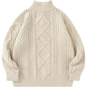 imageAelfric Eden Oversized Sweater for Women Turtleneck Long Sleeve Sweater Arctic Velvet Knit PulloverApricot