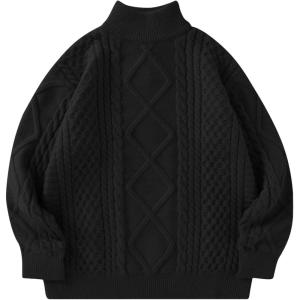 imageAelfric Eden Oversized Sweater for Women Turtleneck Long Sleeve Sweater Arctic Velvet Knit PulloverBlack