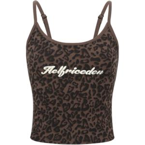imageAelfric Eden Women Halter Tank Tops Leopard Print Cami Top Crop Camisole Y2k Trendy Going Out TopsBrown