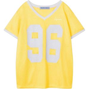 imageAelfric Eden Womens Jersey Tshirts Letter Printed Tees V Neck Mesh Short Sleeve 2025 Y2k Summer Casual Tops ClothesYellow