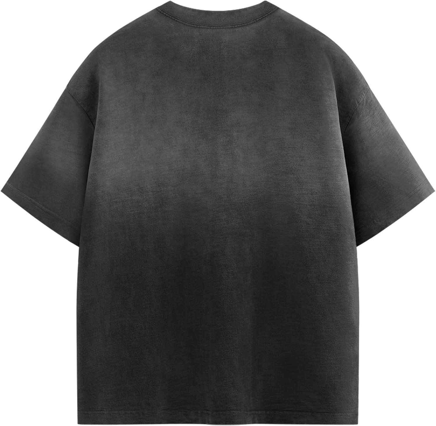 imageAelfric Eden Mens Oversized TShirts Heavyweight Cotton Gradient Wash Tshirt Loose Fit Short Sleeve Vintage TeesBlack