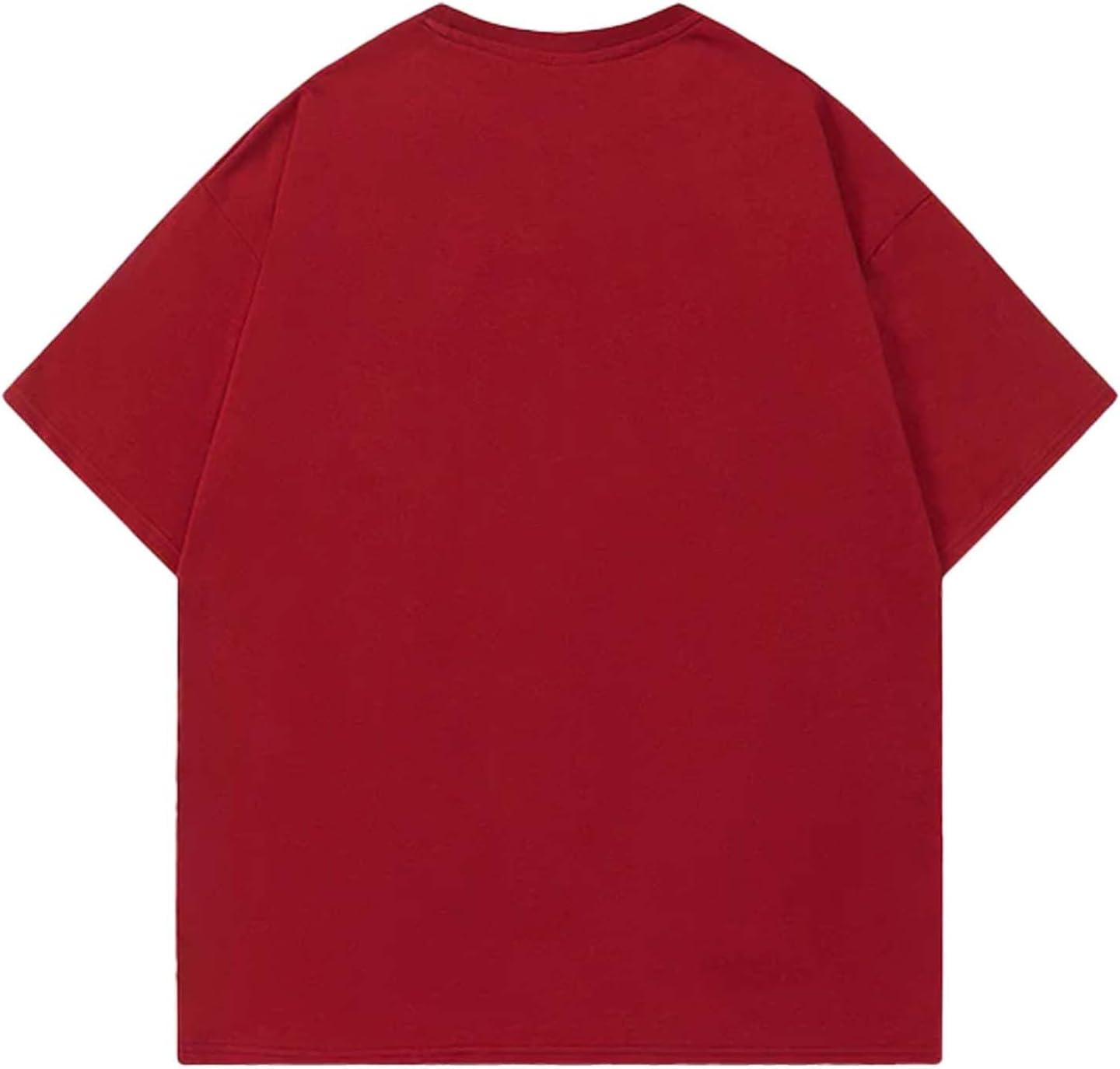 imageAelfric Eden Star T Shirts Oversized Graphic Tees Denim Patchwork Short Sleeve Crewneck Shirts Y2K Vintage Unisex StreetwearRed