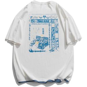 imageAelfric Eden Mens 90s Vintage Oversized Shirts Unisex Harajuku T Shirt Print Graphic Tees Casual Summer Streetwear TopWhite