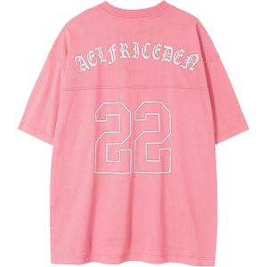 imageAelfric Eden Mens Jersey Shirts Mesh Print Number Unisex Oversized Graphic Tees Short Sleeve Casual T Shirt Y2k TopsPink