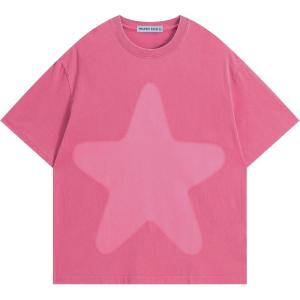 imageAelfric Eden Oversized Star Graphic Tees Men Vintage Washed Heavyweight Cotton Trendy Streetwear T Shirts UnisexPink