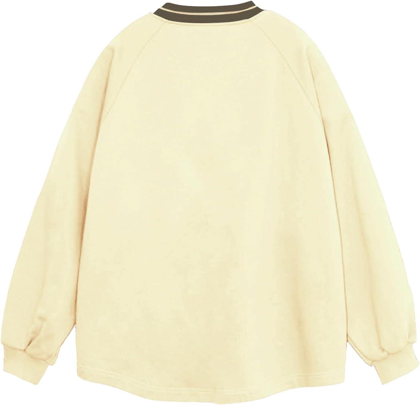 imageAelfric Eden Oversized Crewneck Sweatshirts for Men Red Vintage Graphic Pullover Loose Fit Streetwear Long Sleeve TopBeige