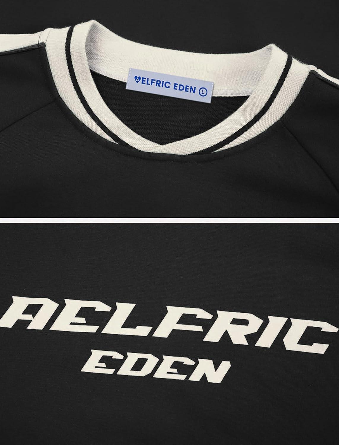 imageAelfric Eden Oversized Crewneck Sweatshirts for Men Red Vintage Graphic Pullover Loose Fit Streetwear Long Sleeve TopBlack