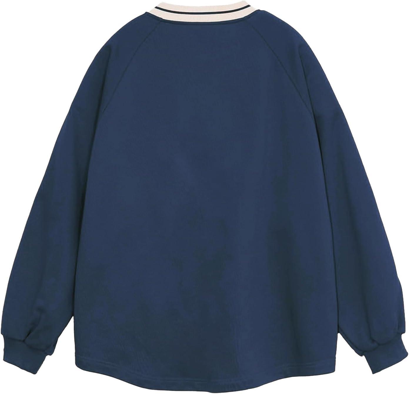 imageAelfric Eden Oversized Crewneck Sweatshirts for Men Red Vintage Graphic Pullover Loose Fit Streetwear Long Sleeve TopBlue