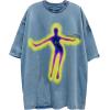 imageAelfric Eden Mens Oversized T Shirts Tees Distorted Portrait Print Crew Neck Cotton Tops Streetwear Casual Shirt01blue