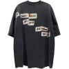 imageAelfric Eden Mens Oversized T Shirts Tees Distorted Portrait Print Crew Neck Cotton Tops Streetwear Casual ShirtBlack