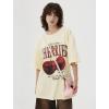 imageAelfric Eden Oversized Graphic Tees Unisex Cherries Print T Shirts Casual Summer Short Sleeve Top Cotton Cute Tee ShirtApricot