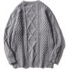 imageAelfric Eden Oversized Knit Sweater Solid Vintage Pullover Sweater Unisex Woven Crewneck Knitted TopsGrey