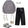 imageAelfric Eden Oversized Knit Sweater Solid Vintage Pullover Sweater Unisex Woven Crewneck Knitted TopsGrey
