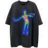 imageAelfric Eden Mens Oversized T Shirts Tees Distorted Portrait Print Crew Neck Cotton Tops Streetwear Casual ShirtBlack