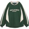 imageAelfric Eden Oversized Crewneck Sweatshirts for Men Red Vintage Graphic Pullover Loose Fit Streetwear Long Sleeve TopApatchwork  Green