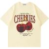 imageAelfric Eden Oversized Graphic Tees Unisex Cherries Print T Shirts Casual Summer Short Sleeve Top Cotton Cute Tee ShirtApricot