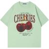 imageAelfric Eden Oversized Graphic Tees Unisex Cherries Print T Shirts Casual Summer Short Sleeve Top Cotton Cute Tee ShirtGreen