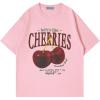 imageAelfric Eden Oversized Graphic Tees Unisex Cherries Print T Shirts Casual Summer Short Sleeve Top Cotton Cute Tee ShirtPink